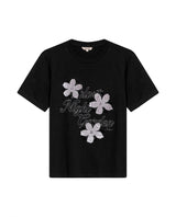 Womens T-Shirt Graphic Slim Fit Cotton Velveteen Flower Print - Black 63_701H014_NEG194004_3