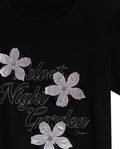 Womens T-Shirt Graphic Slim Fit Cotton Velveteen Flower Print - Black 63_701H014_NEG194004_8