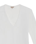 Womens T-Shirt Fitted V-Neck Long Sleeve Polyester Blend Silver Lurex - White 63_701H015_BLA110601_8