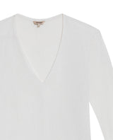 Womens T-Shirt Fitted V-Neck Long Sleeve Polyester Blend Silver Lurex - White 63_701H015_BLA110601_8