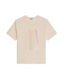 Womens T-Shirt Graphic Oversized Cotton Overlaid Knit Trim Embroidered - White 63_701H016_BLA120601_3