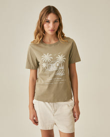 Womens T-Shirt Graphic Slim Fit Cotton Embroidery Rhinestone Combination - Green 63_701H020_VER170619_0