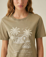 Womens T-Shirt Graphic Slim Fit Cotton Embroidery Rhinestone Combination - Green 63_701H020_VER170619_5