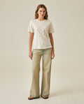 Womens T-Shirt Graphic Slim Fit Cotton–Linen Blend Embroidered Front - Raw 63_701H021_CRU125202_4