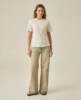 Womens T-Shirt Graphic Slim Fit Cotton–Linen Blend Embroidered Front - Raw 63_701H021_CRU125202_4