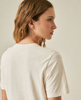 Womens T-Shirt Graphic Slim Fit Cotton–Linen Blend Embroidered Front - Raw 63_701H021_CRU125202_7