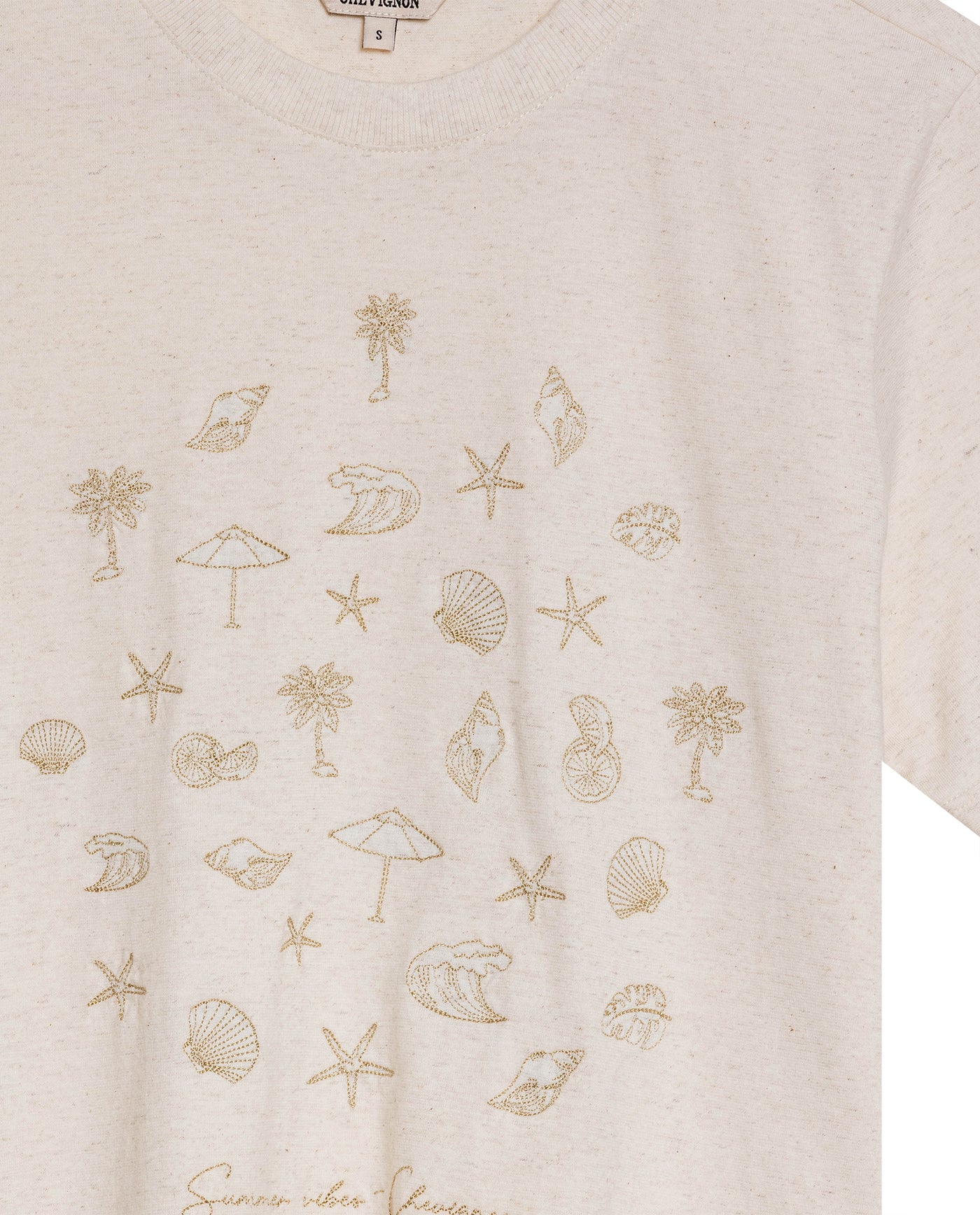 Womens T-Shirt Graphic Slim Fit Cotton–Linen Blend Embroidered Front - Raw 63_701H021_CRU125202_8