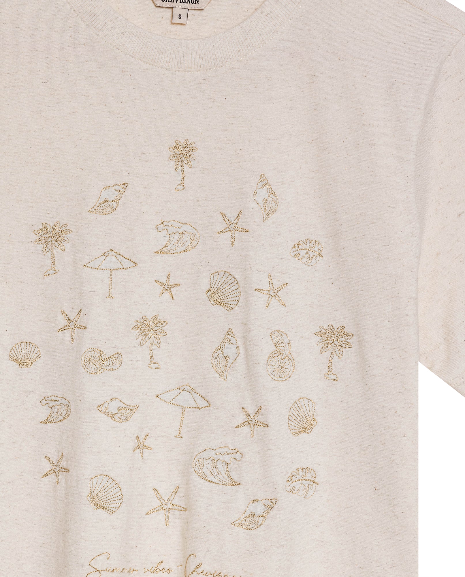 Womens T-Shirt Graphic Slim Fit Cotton–Linen Blend Embroidered Front - Raw 63_701H021_CRU125202_8
