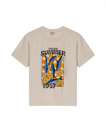 Womens T-Shirt Graphic Oversized Cotton Summer Caviar Print Tactile - Beige 63_701H022_BEI140002_3