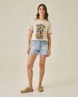 Womens T-Shirt Graphic Oversized Cotton Summer Caviar Print Tactile - Beige 63_701H022_BEI140002_4