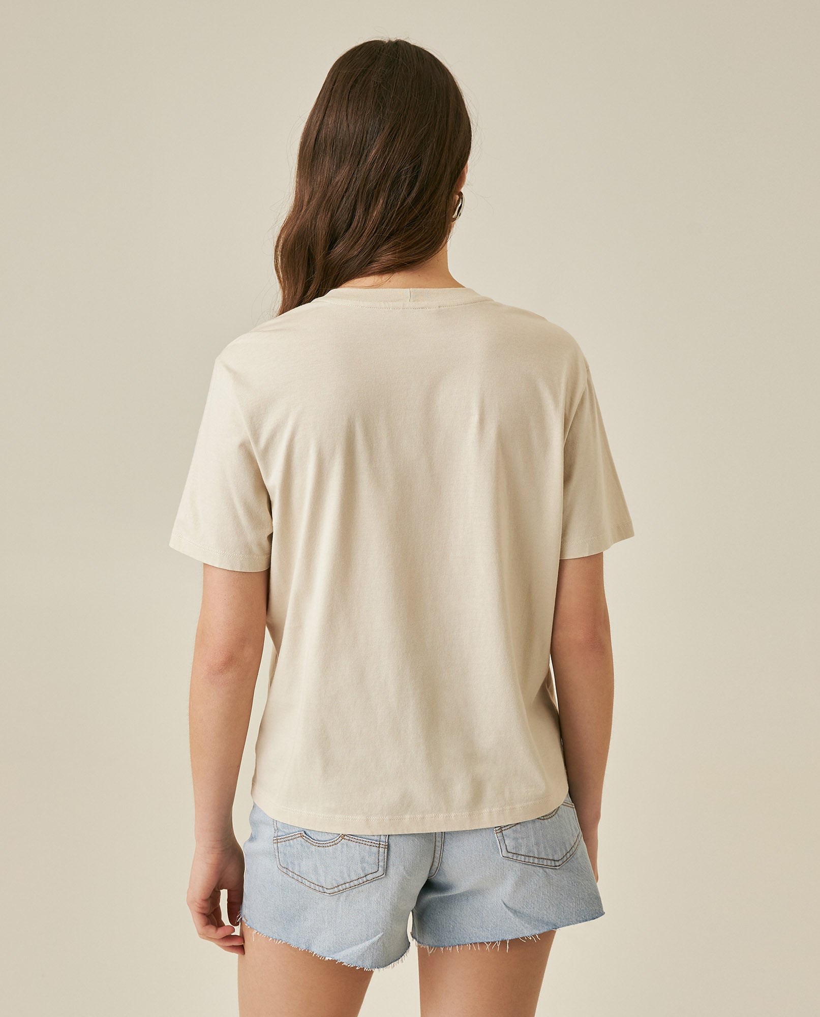 Womens T-Shirt Graphic Oversized Cotton Summer Caviar Print Tactile - Beige 63_701H022_BEI140002_6