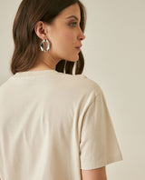 Womens T-Shirt Graphic Oversized Cotton Summer Caviar Print Tactile - Beige 63_701H022_BEI140002_7
