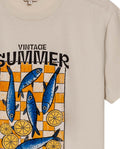Womens T-Shirt Graphic Oversized Cotton Summer Caviar Print Tactile - Beige 63_701H022_BEI140002_8