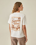Womens T-Shirt Graphic Oversized Cotton Summer Vibes Front Back Print - Raw 63_701H023_CRU110606_6
