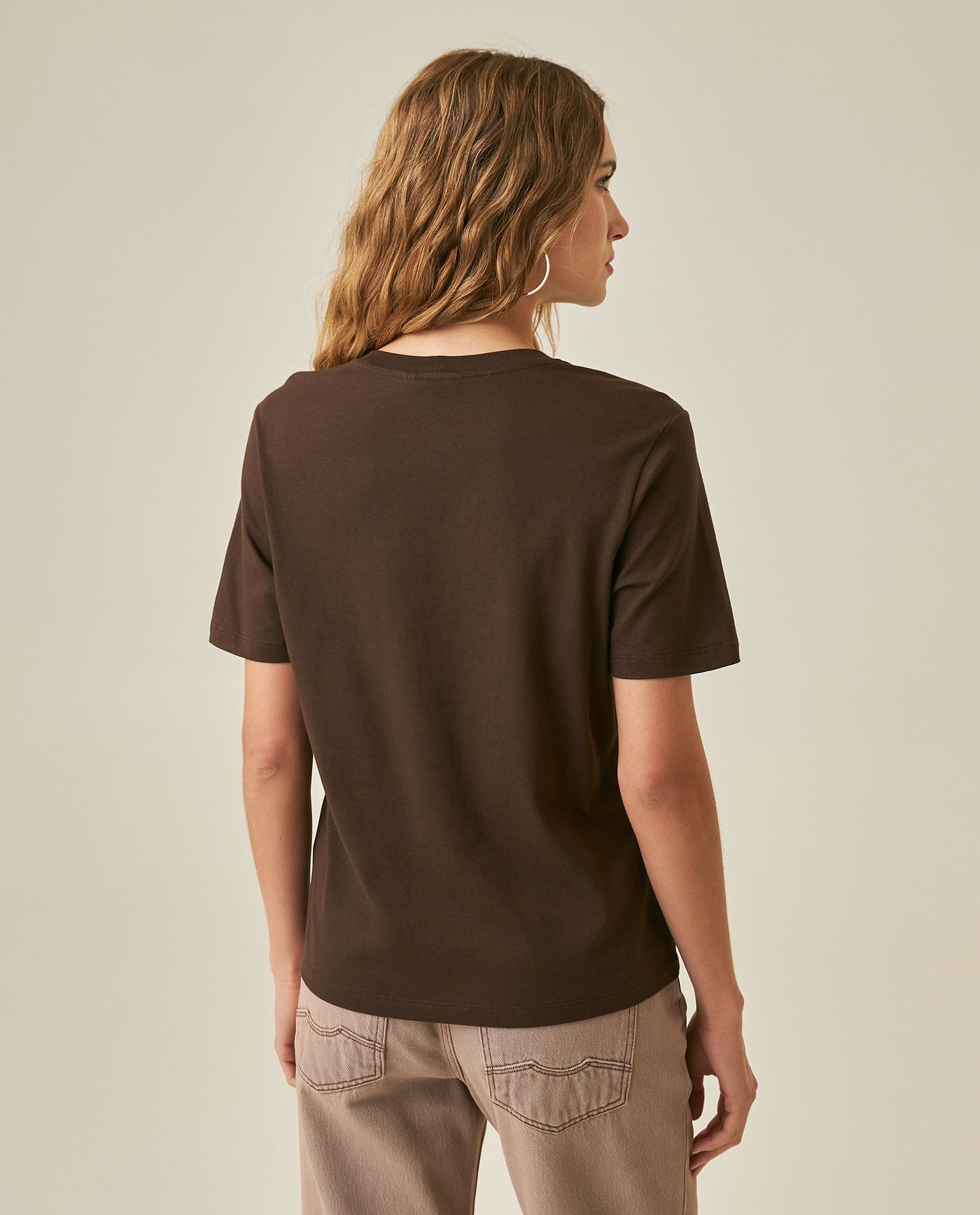 Womens T-Shirt Graphic Slim Fit Cotton Caviar Print Tactile - Brown 63_701H024_CAF191016_6