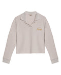 Womens T-Shirt Polo Style Shirt Collar Cotton Blend Waffle Texture - Beige 63_701H025_BEI140002_3