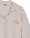 Womens T-Shirt Polo Style Shirt Collar Cotton Blend Waffle Texture - Beige 63_701H025_BEI140002_8