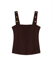 Womens T-Shirt Fitted Tank Straps Cotton–Elastane Studded Straps Ribbed - Brown 63_701H026_CAF191016_3