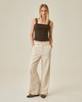 Womens T-Shirt Fitted Tank Straps Cotton–Elastane Studded Straps Ribbed - Brown 63_701H026_CAF191016_4