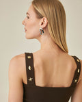 Womens T-Shirt Fitted Tank Straps Cotton–Elastane Studded Straps Ribbed - Brown 63_701H026_CAF191016_7