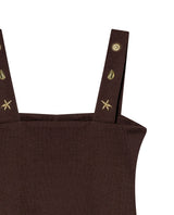 Womens T-Shirt Fitted Tank Straps Cotton–Elastane Studded Straps Ribbed - Brown 63_701H026_CAF191016_8