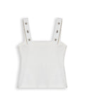 Womens T-Shirt Fitted Tank Straps Cotton–Elastane Studded Straps Ribbed - Raw 63_701H026_CRU110606_3