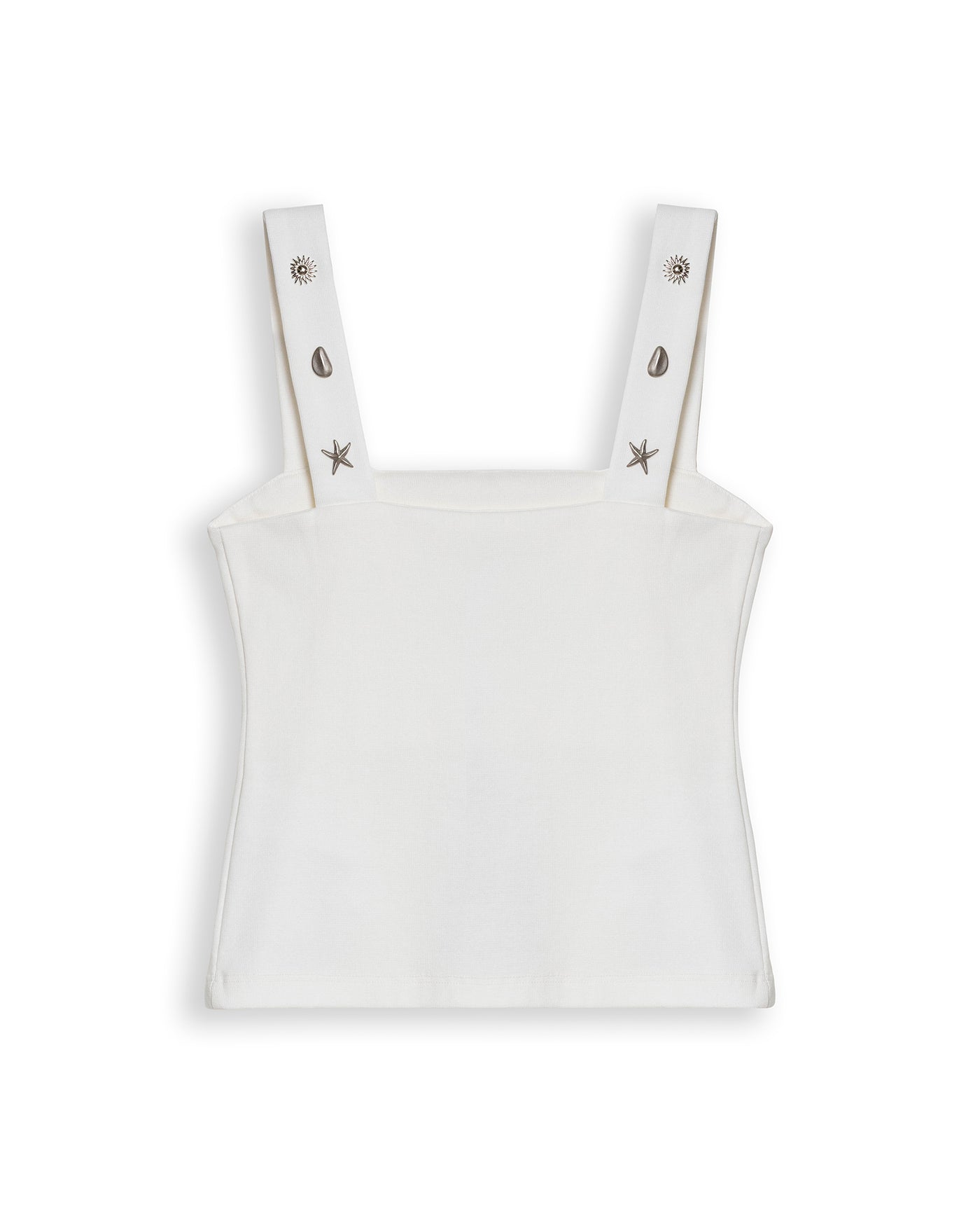 Womens T-Shirt Fitted Tank Straps Cotton–Elastane Studded Straps Ribbed - Raw 63_701H026_CRU110606_3