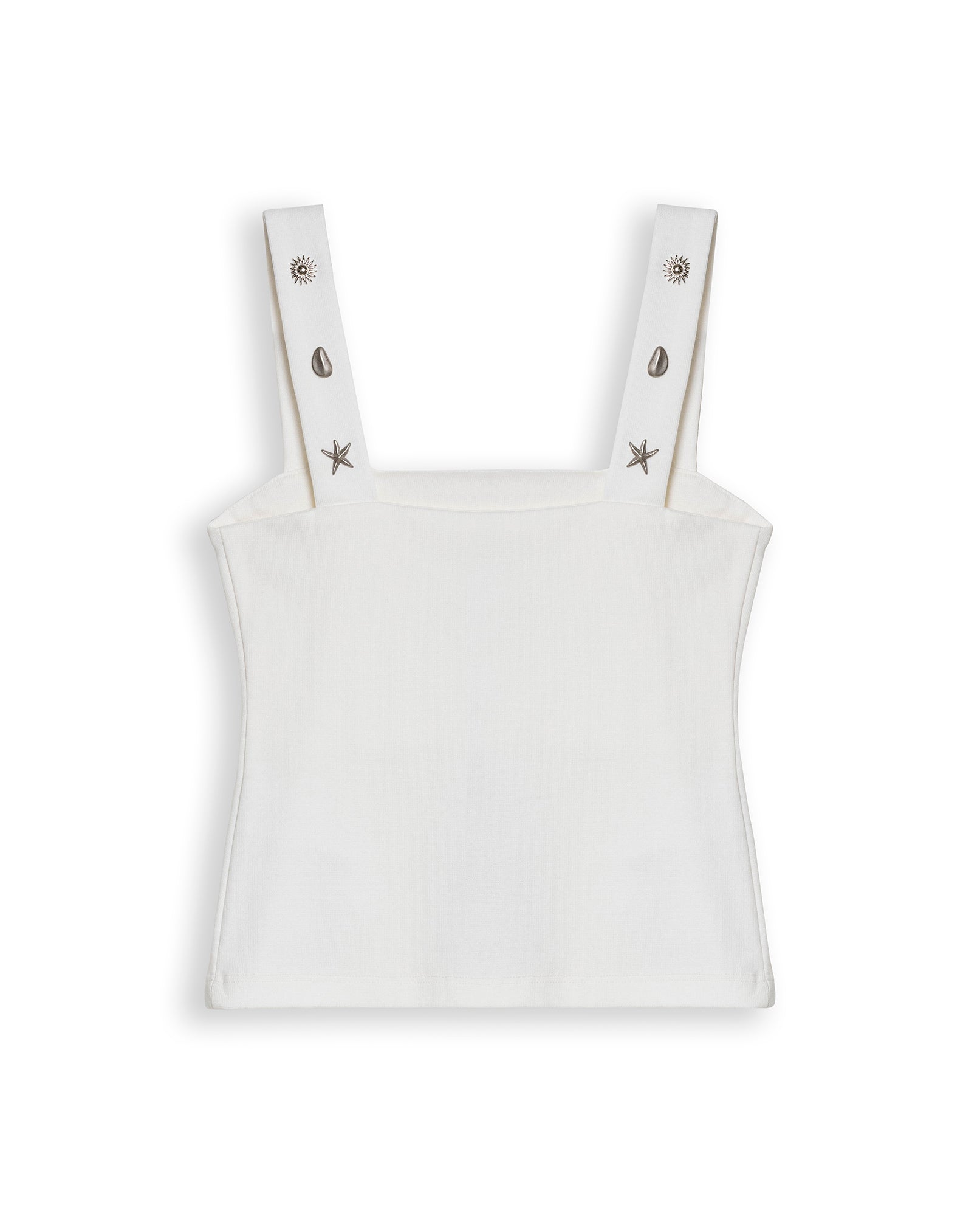 Womens T-Shirt Fitted Tank Straps Cotton–Elastane Studded Straps Ribbed - Raw 63_701H026_CRU110606_3