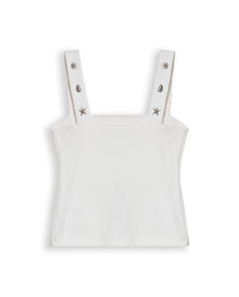 Womens T-Shirt Fitted Tank Straps Cotton–Elastane Studded Straps Ribbed - Raw 63_701H026_CRU110606_3