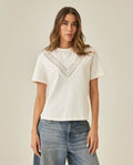 Womens T-Shirt Graphic Oversized Cotton V-Stripe Appliqué - Raw 63_701H027_CRU110606_0