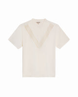 Womens T-Shirt Graphic Oversized Cotton V-Stripe Appliqué - Raw 63_701H027_CRU110606_3