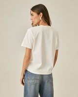 Womens T-Shirt Graphic Oversized Cotton V-Stripe Appliqué - Raw 63_701H027_CRU110606_6