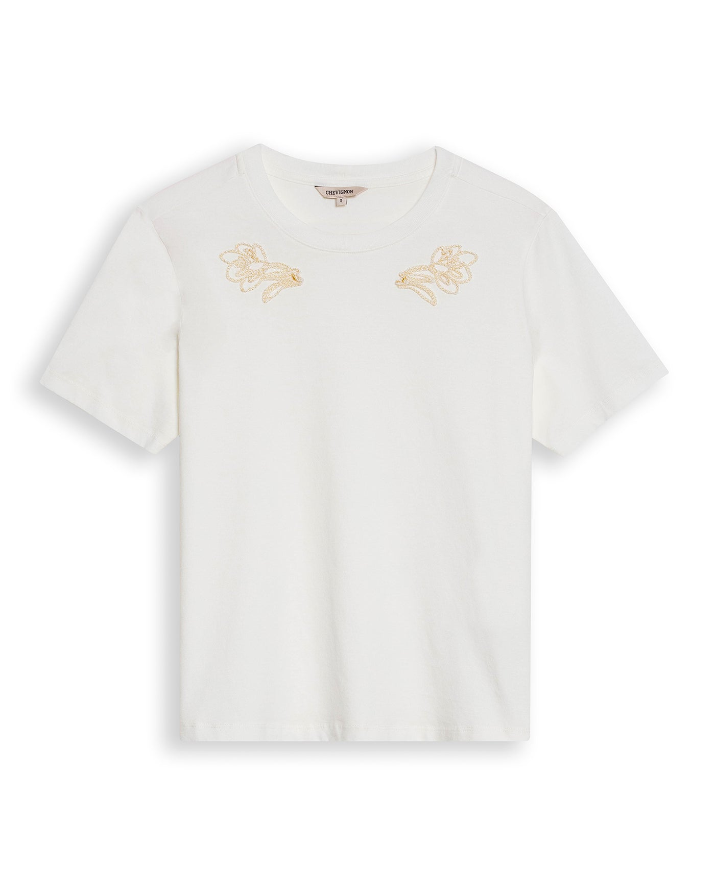 Womens T-Shirt Graphic Slim Fit Cotton Typographic Embroidery - Beige 63_701H028_BEI161101_3