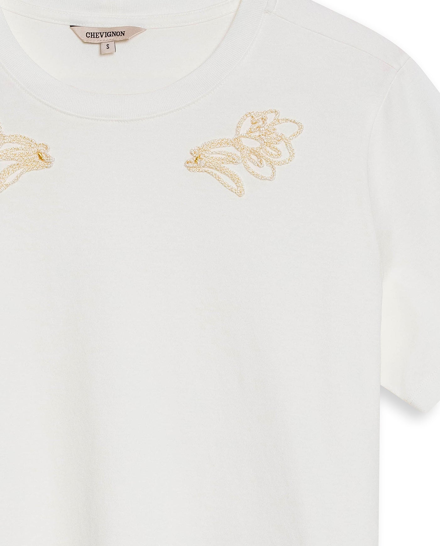 Womens T-Shirt Graphic Slim Fit Cotton Typographic Embroidery - Beige 63_701H028_BEI161101_8