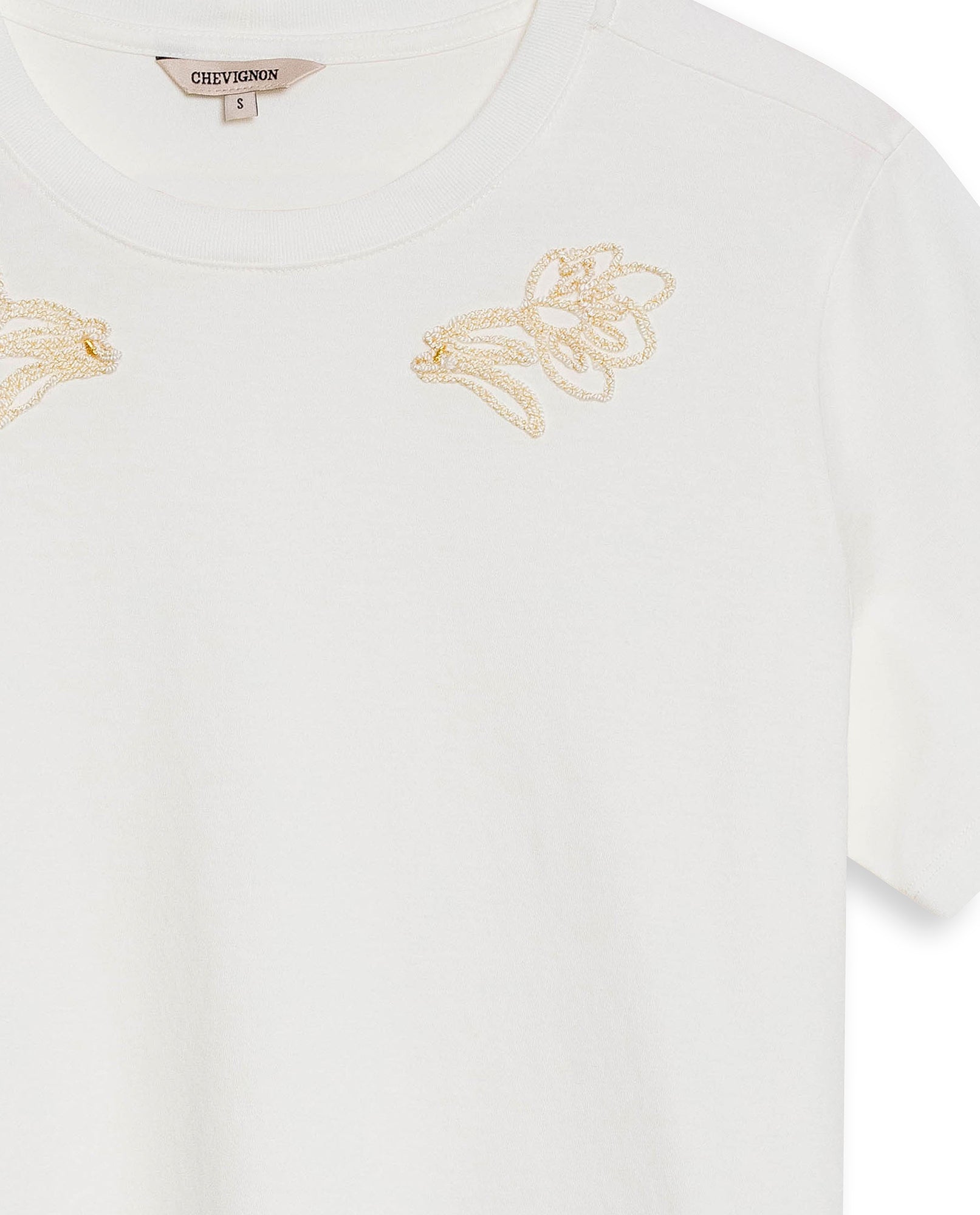 Womens T-Shirt Graphic Slim Fit Cotton Typographic Embroidery - Beige 63_701H028_BEI161101_8
