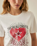 Womens T-Shirt Graphic Slim Fit Cotton The Real Choice Heart Print - White 63_701H029_BLA110601_5