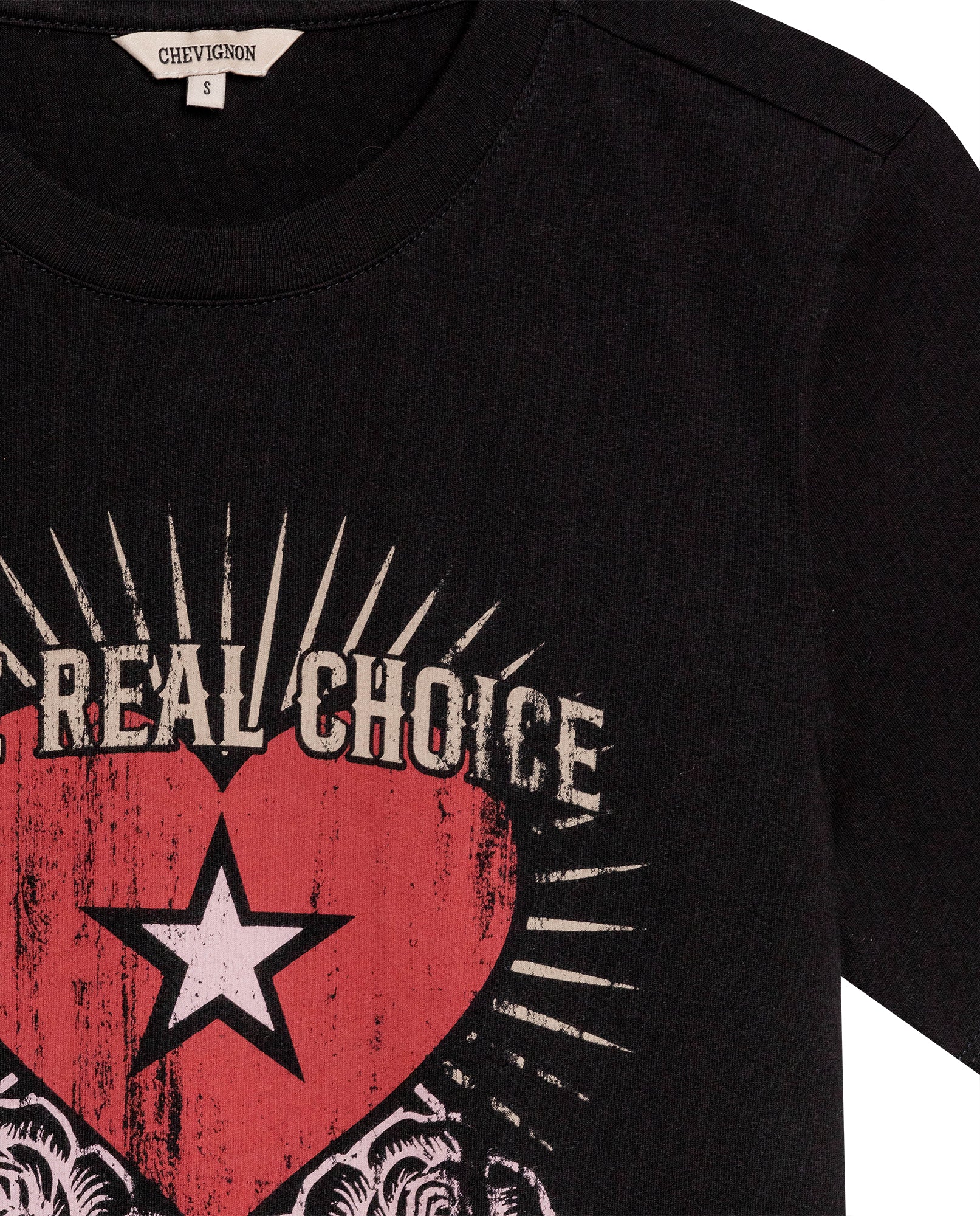 Womens T-Shirt Graphic Slim Fit Cotton The Real Choice Heart Print - Black 63_701H029_NEG194004_8
