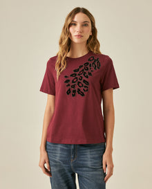 Womens T-Shirt Graphic Slim Fit Cotton Animal Print Flock Rhinestones - Red 63_701H030_ROJ191522_0