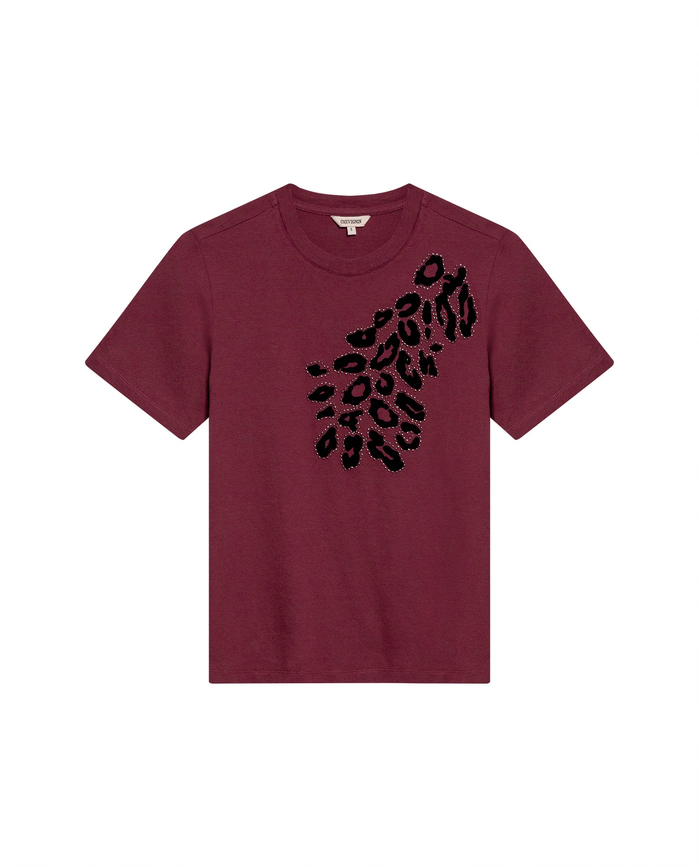 Womens T-Shirt Graphic Slim Fit Cotton Animal Print Flock Rhinestones - Red 63_701H030_ROJ191522_3