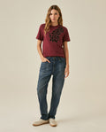 Womens T-Shirt Graphic Slim Fit Cotton Animal Print Flock Rhinestones - Red 63_701H030_ROJ191522_4