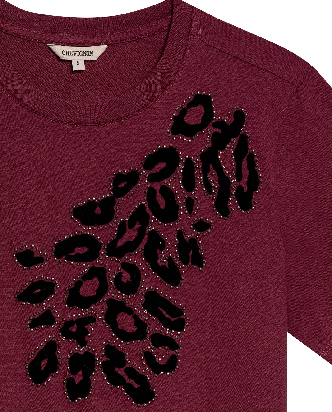 Womens T-Shirt Graphic Slim Fit Cotton Animal Print Flock Rhinestones - Red 63_701H030_ROJ191522_8