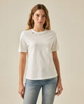 Womens T-Shirt Slim Fit Cotton Charm Neckline Detail - White 63_701H031_BLA110601_0
