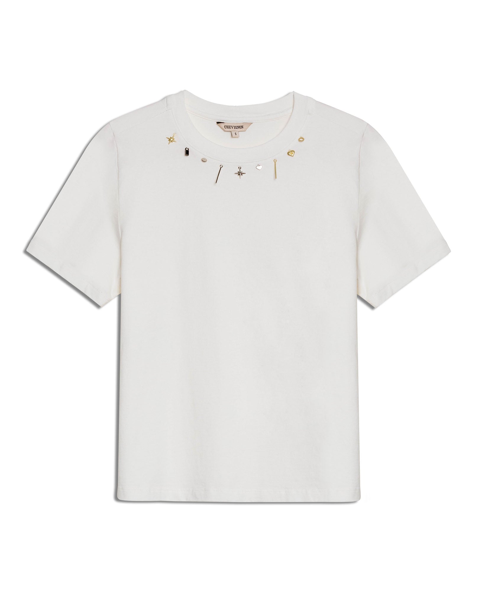 Womens T-Shirt Slim Fit Cotton Charm Neckline Detail - White 63_701H031_BLA110601_3