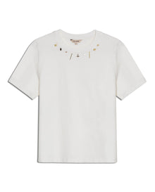 Womens T-Shirt Slim Fit Cotton Charm Neckline Detail - White 63_701H031_BLA110601_3