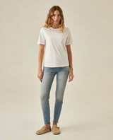 Womens T-Shirt Slim Fit Cotton Charm Neckline Detail - White 63_701H031_BLA110601_4