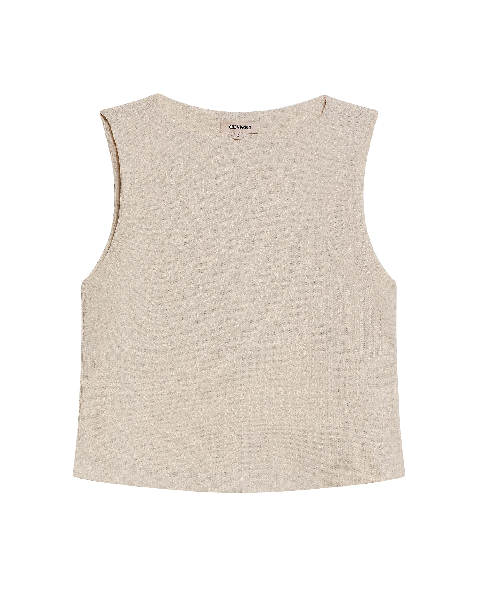 Womens T-Shirt Crewneck Sleeveless Polyester Blend Metallic Fiber Silver Lurex - Raw 63_701H032_CRU125202_3