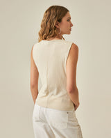 Womens T-Shirt Crewneck Sleeveless Polyester Blend Metallic Fiber Silver Lurex - Raw 63_701H032_CRU125202_6