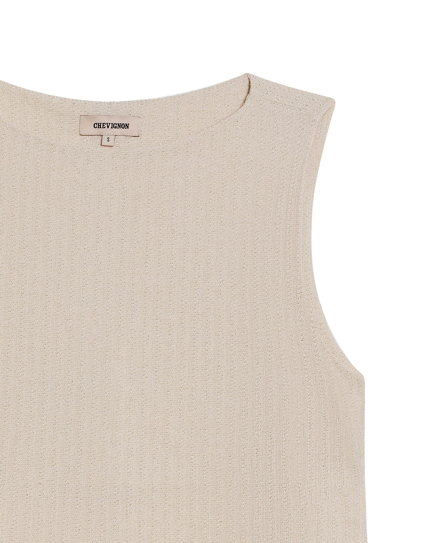 Womens T-Shirt Crewneck Sleeveless Polyester Blend Metallic Fiber Silver Lurex - Raw 63_701H032_CRU125202_8