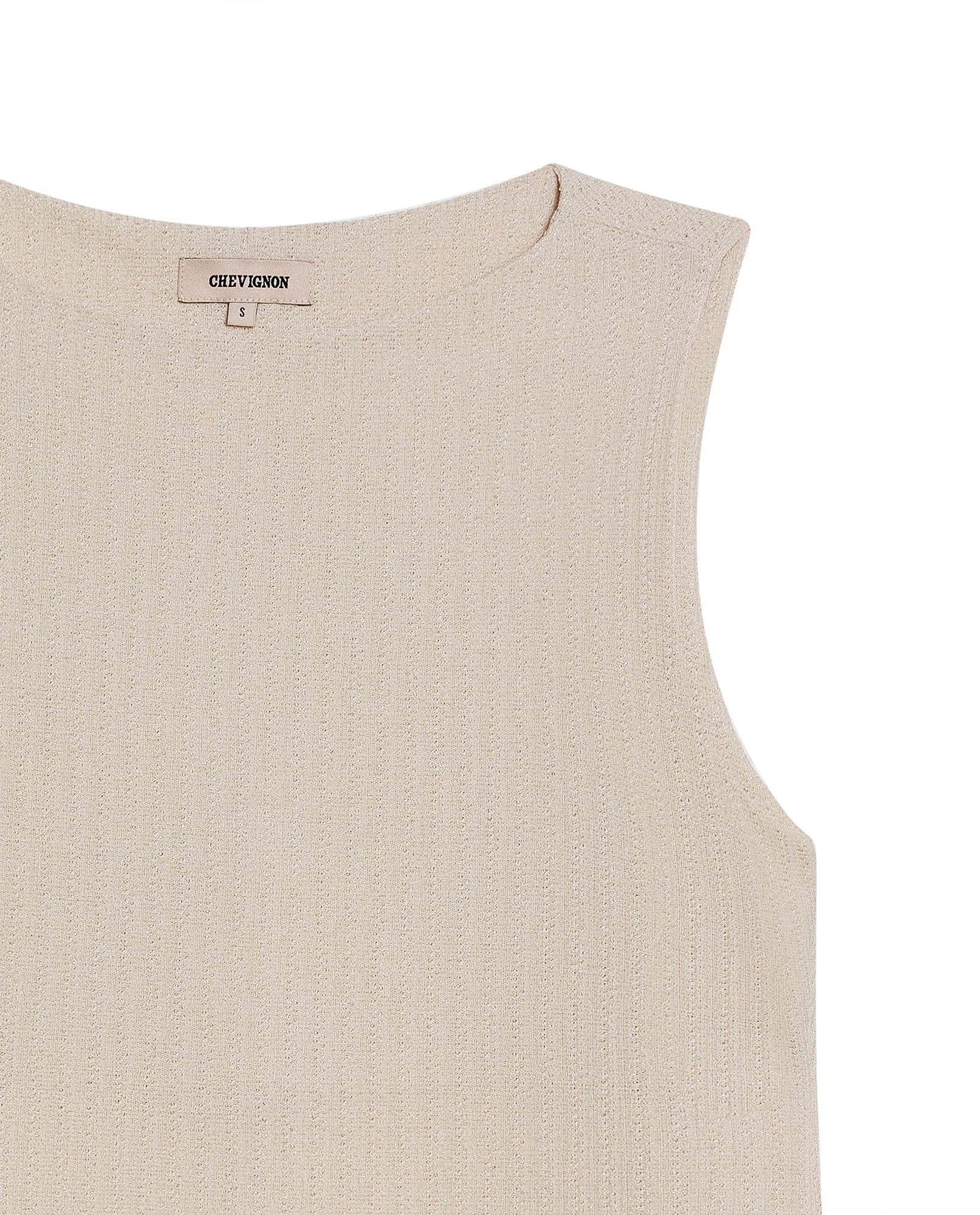 Womens T-Shirt Crewneck Sleeveless Polyester Blend Metallic Fiber Silver Lurex - Raw 63_701H032_CRU125202_8