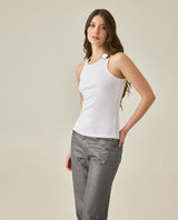 Womens T-Shirt Tank Fitted Cotton–Elastane Ribbed Removable Pin - Mothers - White 63_701H033_BLA110601_0